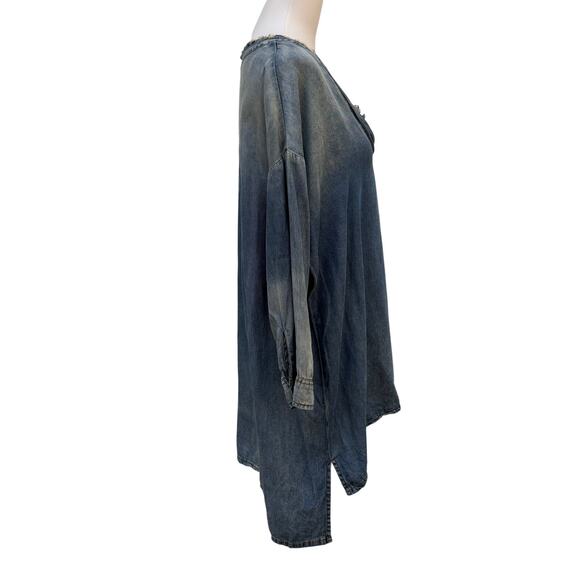 Jaded Gypsy Ozzie Tunic Shirt Sz S/M 100% Cotton Chambray Oversized Hippie Boho - Picture 4 of 8